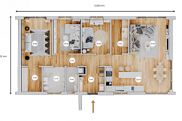 Dom 100 m² mieszkalny, modułowy, całoroczny TURSK V25_A4_Mix