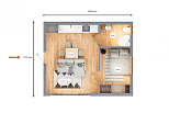 Dom 34 m² mieszkalny, modułowy, całoroczny DANIEC V10_A1