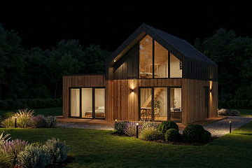 Dom 68 m² mieszkalny, modułowy, całoroczny LUBASZ V11_A1_Mix2