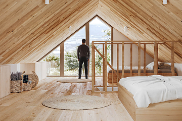 Dom 68 m² mieszkalny, modułowy, całoroczny LUBASZ V11_A1_Mix2