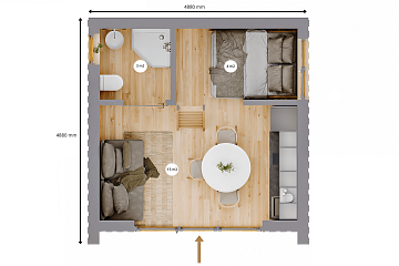 Dom 24 m² mieszkalny, modułowy, całoroczny GORAJ V7_A1