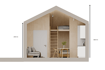 Dom 24 m² mieszkalny, modułowy, całoroczny GORAJ V7_A1