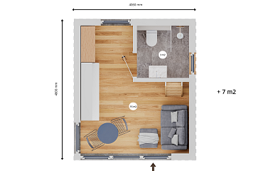 Dom 26 m² mieszkalny, modułowy, całoroczny  MILIN V20_A1