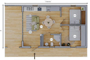 Dom 44 m² mieszkalny, modułowy, całoroczny JAMNO V2.1_A1