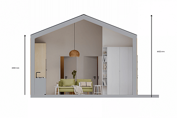 Dom 44 m² mieszkalny, modułowy, całoroczny JAMNO V2.1_A1