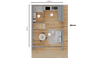 Dom 58 m² mieszkalny, modułowy, całoroczny BRZEZNO V11.1_A1
