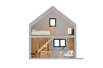 Dom 58 m² mieszkalny, modułowy, całoroczny MILOWIN V11.1_A1_Mix2