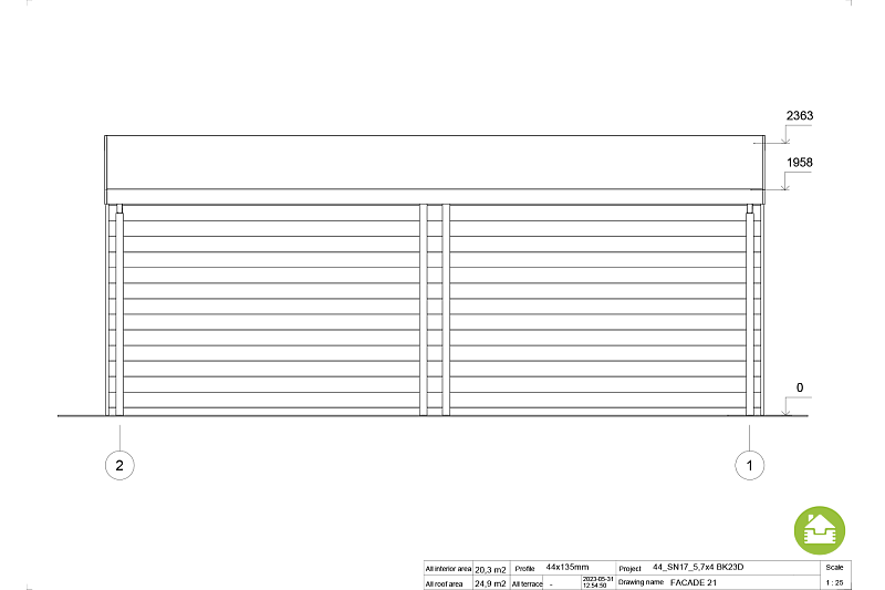 Domek ogrodowy SPALA SN17, 34mm, 44mm, 12-24 m2, moderne, fasada2 Domek ogrodowy SPALA SN17, 34mm, 44mm, 12-24 m2, moderne, fasada2